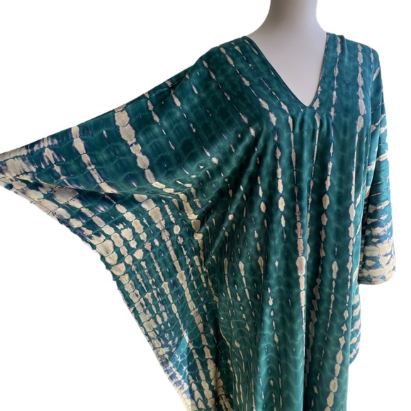 0140/ Green Long Kaftan, Tie dyed, Kaftan , Simple Dress - Picture 12 of 12